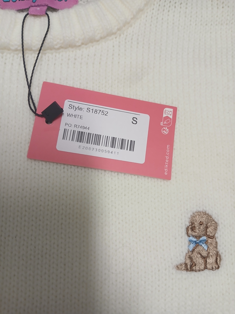 Edikted Ivory Crewneck Sweater with Small Embroidered Logo - Picture 3 of 6